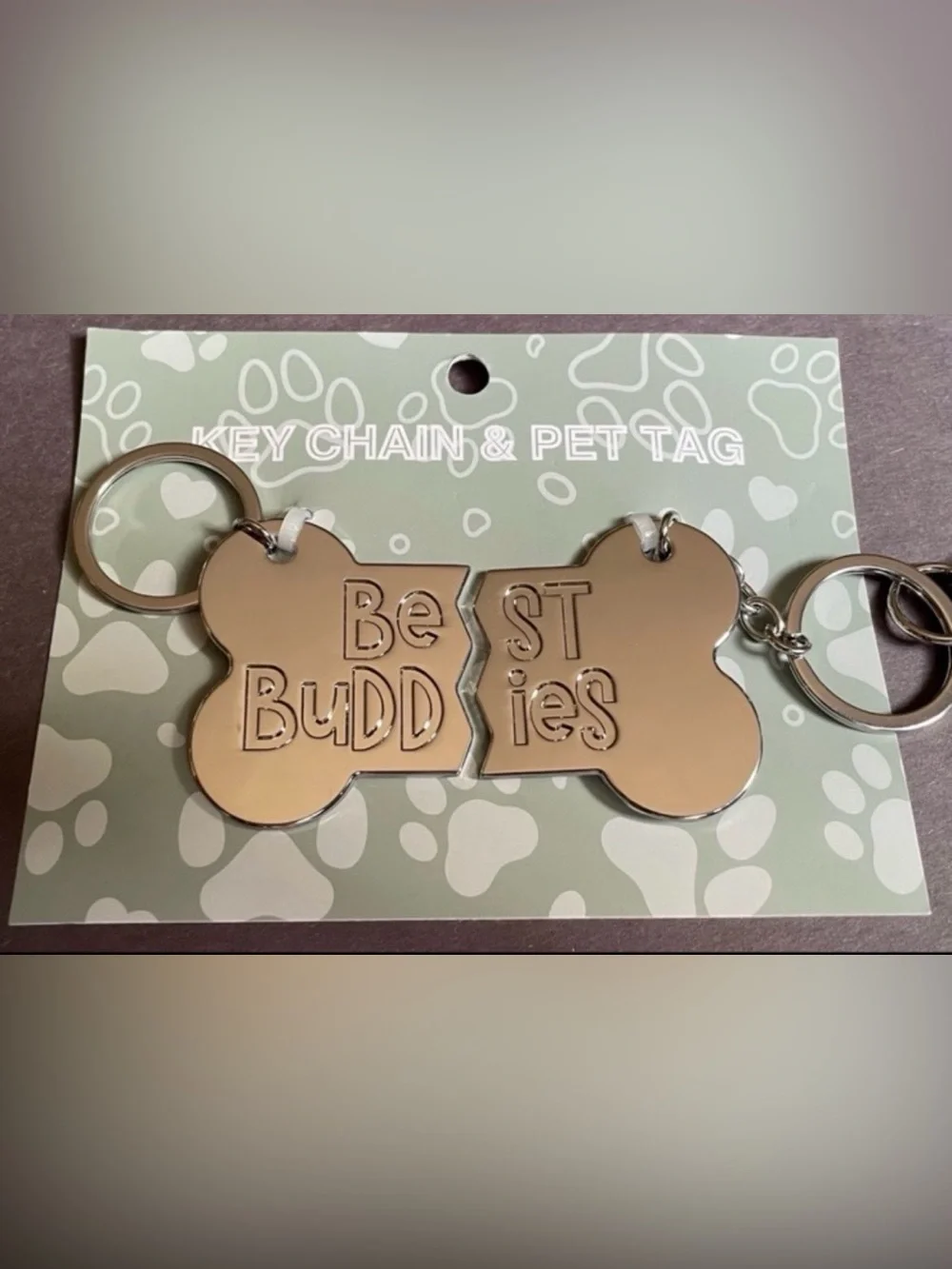 Best Buddies Dog Bone Keychain and Pet Tag set